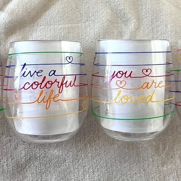 Acrylic Stemless Wine Tumbler 4 Piece Set with Messages of Kindness NWT - Picture 6 of 13